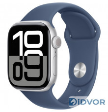 Смарт-часы Apple Watch Series 10 (GPS) 42mm Silver Aluminum Case with Denim Sport Band (Серебристый)