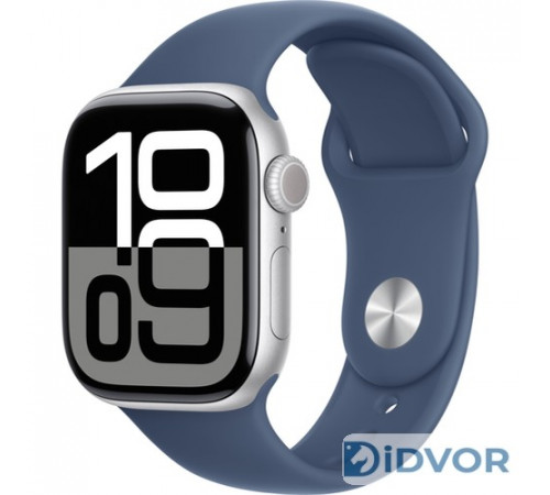 Apple Watch Series 10 (GPS) 42mm Silver Aluminum Case with Denim Sport Band