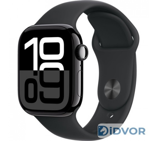 Apple Watch Series 10 (GPS) 42mm Jet Black Aluminum Case with Black Sport Band