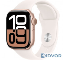 Смарт-часы Apple Watch Series 10 (GPS) 42mm Rose Gold Aluminum Case with Light Blush Sport Band (Розовое золото)