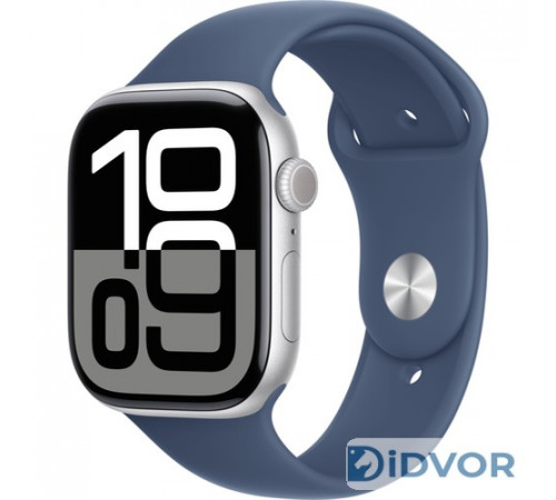 Apple Watch Series 10 (GPS) 46mm Silver Aluminum Case with Denim Sport Band