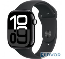 Смарт-часы Apple Watch Series 10 (GPS) 46mm Jet Black Aluminum Case with Black Sport Band (Черный)