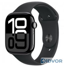 Смарт-часы Apple Watch Series 10 (GPS) 46mm Jet Black Aluminum Case with Black Sport Band (Черный)