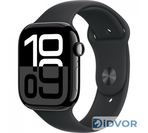 Apple Watch Series 10 (GPS) 46mm Jet Black Aluminum Case with Black Sport Band