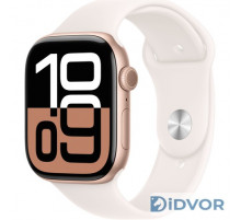 Смарт-часы Apple Watch Series 10 (GPS) 46mm Rose Gold Aluminum Case with Light Blush Sport Band (Розовое золото)