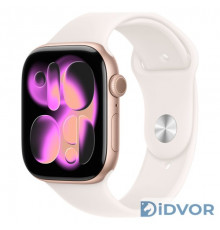 Смарт-часы Apple Watch Series 11 (GPS) 46mm Rose Gold Aluminum Case with Light Blush Sport Band (Розовое золото)