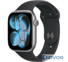 Смарт-часы Apple Watch Series 11 (GPS) 46mm Space Grey Aluminum Case with Black Sport Band (Серый космос)