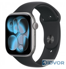 Смарт-часы Apple Watch Series 11 (GPS) 46mm Space Grey Aluminum Case with Black Sport Band (Серый космос)